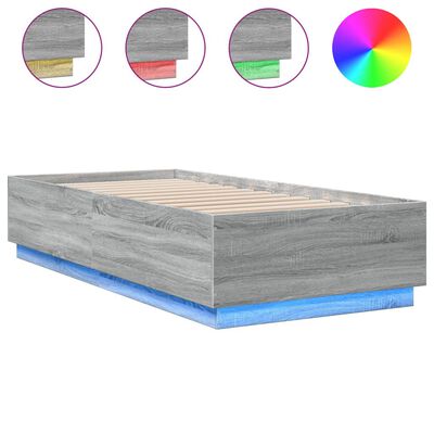 vidaXL Estructura cama con luces LED madera gris Sonoma 100x200 cm