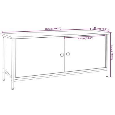 vidaXL Mueble TV con puertas madera contrachapada negro 102x35x45 cm