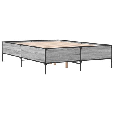 vidaXL Estructura cama madera ingeniería metal gris Sonoma 160x200 cm