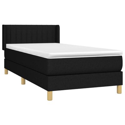 vidaXL Cama box spring con colchón tela negro 80x200 cm