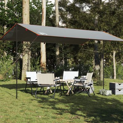 vidaXL Lona de camping impermeable gris y naranja 500x294 cm