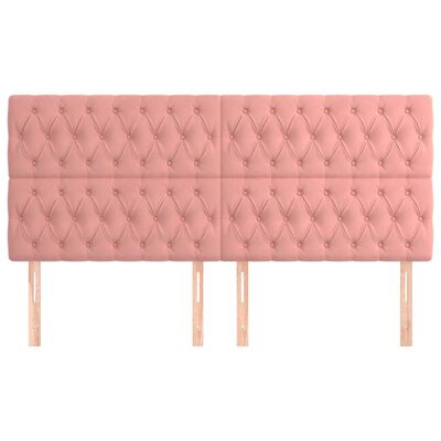 vidaXL Cabeceros 4 unidades de terciopelo rosa 90x7x78/88 cm