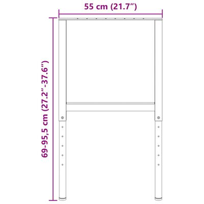 vidaXL Estructura de banco de trabajo 2 uds metal 55x(69-95,5)cm gris