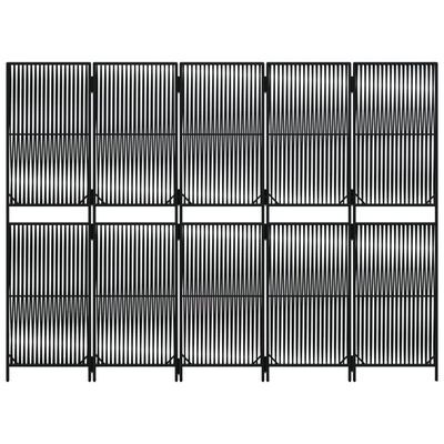 vidaXL Biombo de 5 paneles ratán sintético negro