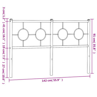 vidaXL Cabecero de metal negro 135 cm