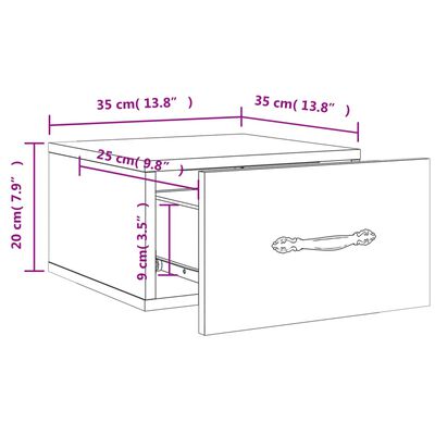 vidaXL Mesitas de noche de pared 2 uds blanco brillo 35x35x20 cm