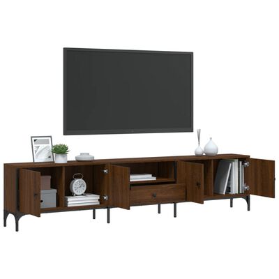 vidaXL Mueble de TV cajón madera ingeniería roble marrón 200x25x44 cm