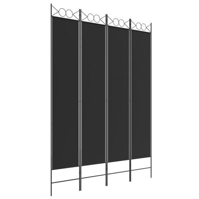 vidaXL Biombo divisor de 4 paneles de tela negro 160x220 cm