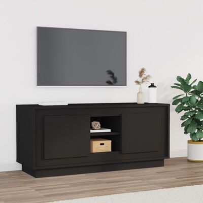 vidaXL Mueble de TV madera contrachapada negro 102x35x45 cm