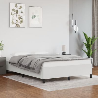 vidaXL Estructura de cama de cuero sintético blanco 140x190 cm