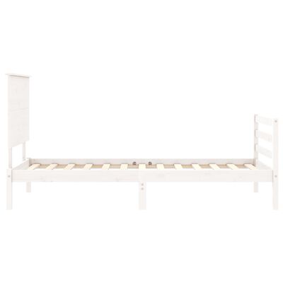 vidaXL Estructura de cama individual con cabecero madera maciza blanco