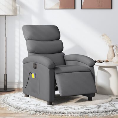 vidaXL Sillón reclinable de masaje eléctrico tela gris oscuro