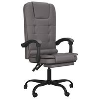 vidaXL Silla de oficina reclinable masaje cuero sintético gris