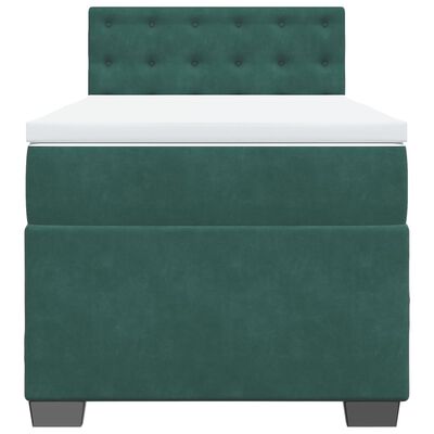 vidaXL Cama box spring con colchón terciopelo verde oscuro 100x200 cm