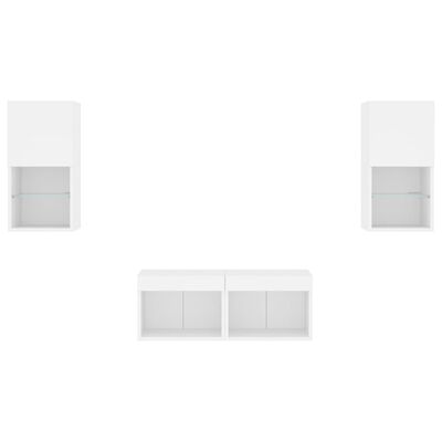 vidaXL Muebles de TV de pared con luces LED 4 piezas blanco