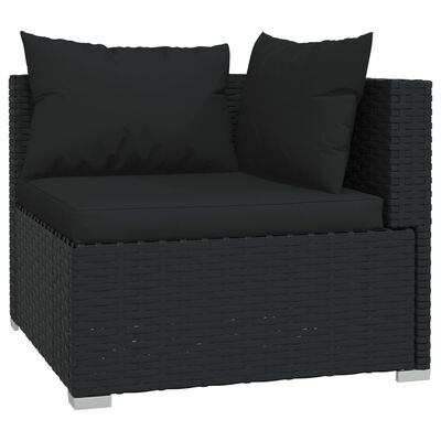 vidaXL Set de muebles de jardín 9 pzas y cojines ratán sintético negro