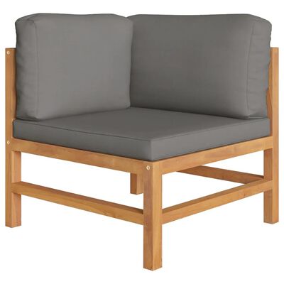 vidaXL Set de muebles de jardín 6 pzas madera de teca y cojines gris