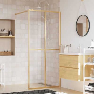 vidaXL Mampara puerta de ducha vidrio transparente ESG dorado 90x195cm