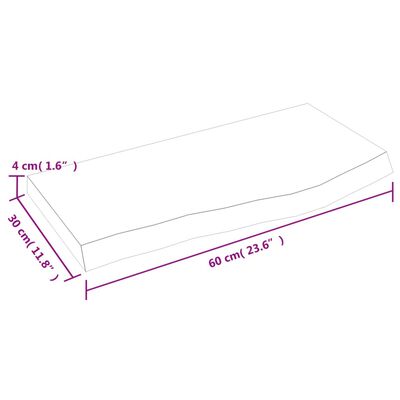 vidaXL Encimera de baño madera maciza sin tratar 60x30x(2-4) cm