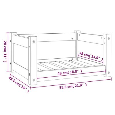 vidaXL Cama para perros madera maciza pino marrón miel 95,5x65,5x28 cm