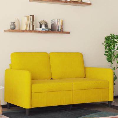 vidaXL Sofá de 2 plazas terciopelo amarillo 120 cm