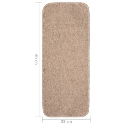 vidaXL Alfombrillas de escalera 15 uds beige rectangular 60x25 cm