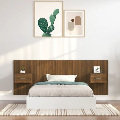 Cabecero de cama con mesitas madera contrachapada roble ahumado