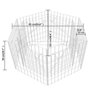 vidaXL Arriate hexagonal de gaviones 100x90x50 cm