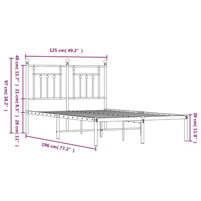 vidaXL Estructura cama sin colchón con cabecero metal blanco 120x190cm