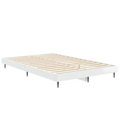 vidaXL Estructura de cama madera de ingeniería blanco brillo 120x190cm