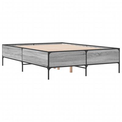 vidaXL Estructura cama madera ingeniería metal gris Sonoma 160x200 cm