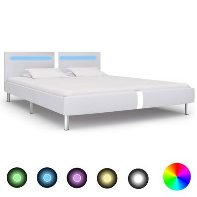 vidaXL Estructura de cama con LED sin colchón blanco 180x200 cm