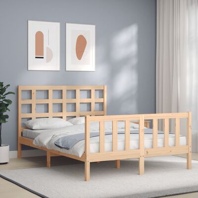 vidaXL Estructura de cama con cabecero madera maciza 140x200 cm