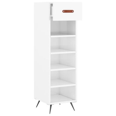 vidaXL Mueble zapatero madera contrachapada blanco brillo 30x35x105 cm