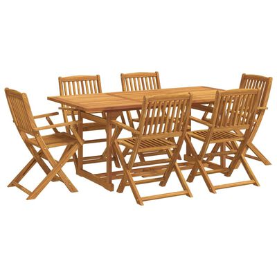 vidaXL Juego comedor de jardín 7 pzas madera maciza acacia 180x90x75cm