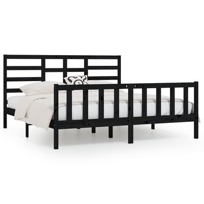 vidaXL Estructura de cama de madera maciza de pino negra 200x200 cm