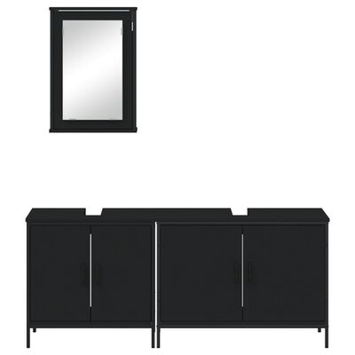 vidaXL Juego de muebles de baño 3 pzas madera contrachapada negro