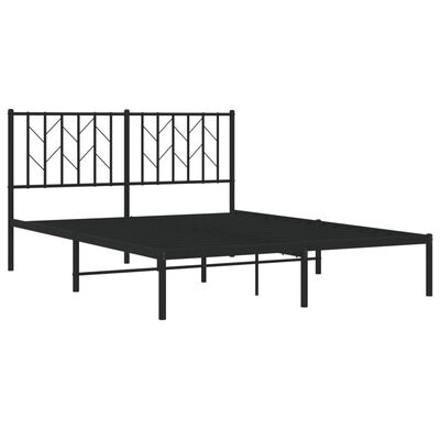 vidaXL Estructura de cama con cabecero metal negro 140x200 cm