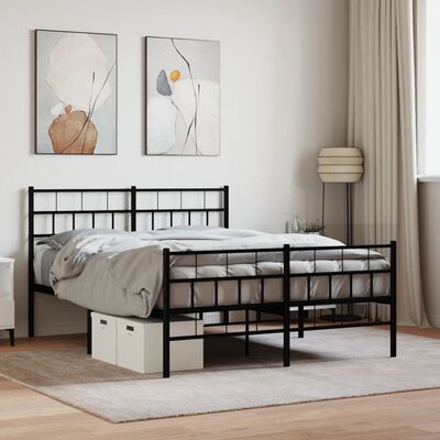 vidaXL Estructura cama sin colchón con estribo metal negro 150x200 cm