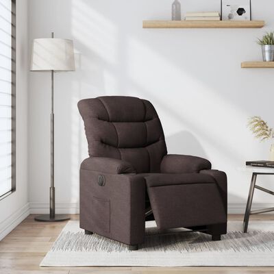 vidaXL Sillón reclinable eléctrico tela marrón oscuro