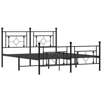 vidaXL Estructura de cama cabecero y estribo metal negro 150x200 cm