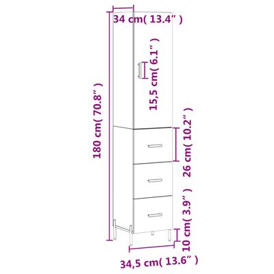 vidaXL Aparador de madera contrachapada roble Sonoma 34,5x34x180 cm