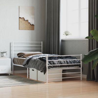 vidaXL Estructura cama sin colchón con estribo metal blanco 90x200 cm