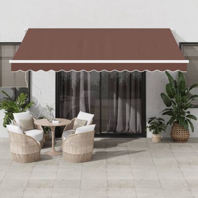 vidaXL Toldo retráctil manual marrón 400x350 cm