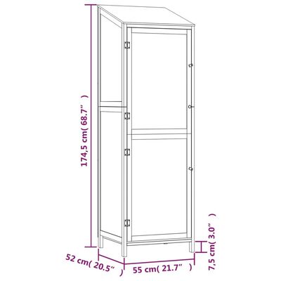 vidaXL Cobertizo de jardín madera maciza de abeto marrón 55x52x174,5cm