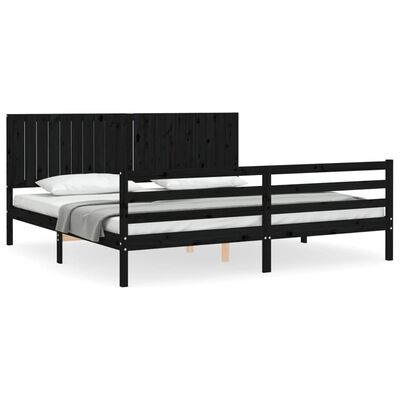 vidaXL Estructura de cama con cabecero madera maciza negro 200x200 cm