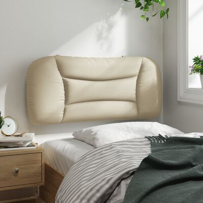 vidaXL Cabecero de cama acolchado tela crema 90 cm