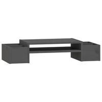 vidaXL Soporte de monitor madera maciza de pino gris 70x27,5x15 cm