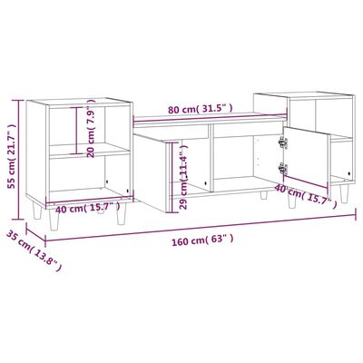 vidaXL Mueble para TV madera contrachapada gris hormigón 160x35x55 cm