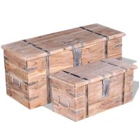 vidaXL Set de baúl de almacenamiento de madera de acacia 2 unidades